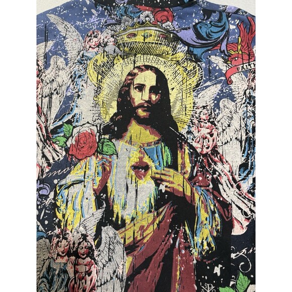 Club Chaos Mens Hoodie Full Zip 2XL Jesus Mary AOP Jesse Pinkman Grunge Y2K Blac - Picture 14 of 15